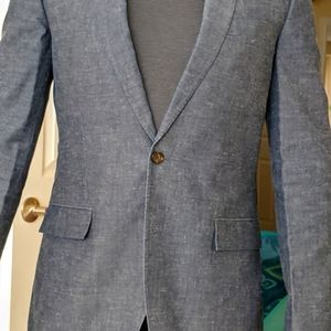 Japanese Chambray Blazer, J. Crew, 40L, Blue
